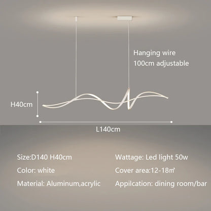 Modern Curved LED Pendant Light – Minimalist Dining Room Fixture