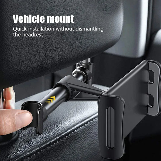 Adjustable Car Headrest Tablet & Phone Holder | 360° Rotation Mount