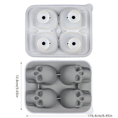 3D Skull Ice Cube Mold Tray with Lid – Silicone Whiskey Molder