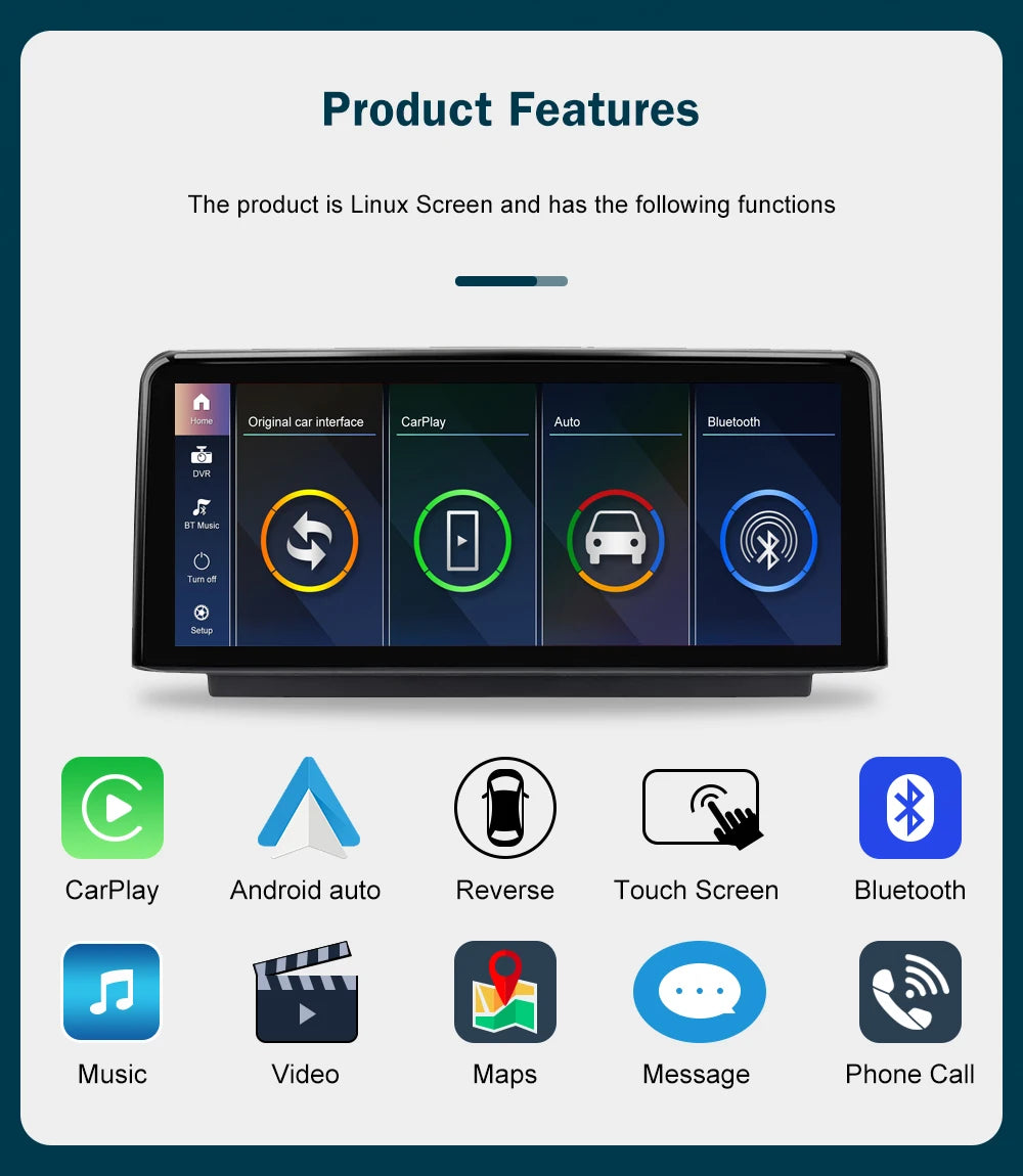 شاشة CarPlay لاسلكية مقاس 10.25 بوصة/12.3 بوصة لسيارات BMW الفئة الأولى إلى الرابعة (F20-F33)