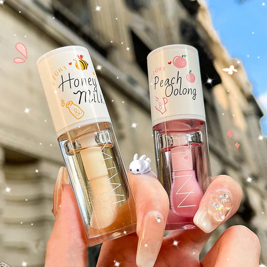 Peach Milk Honey Lip Oil – Moisturizing Gloss with Big Brush