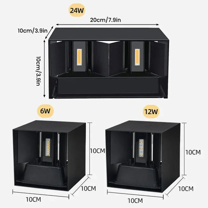 Waterproof Aluminum LED Wall Lamp – 12W/24W Indoor Outdoor Light