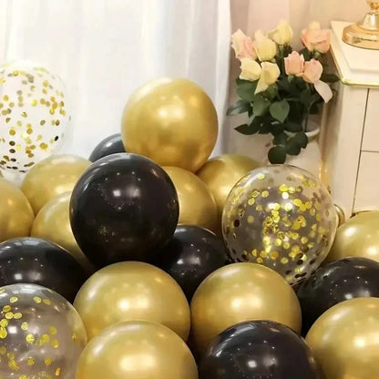 16pcs Black Metallic Sequin Balloons – Party & Event Decor