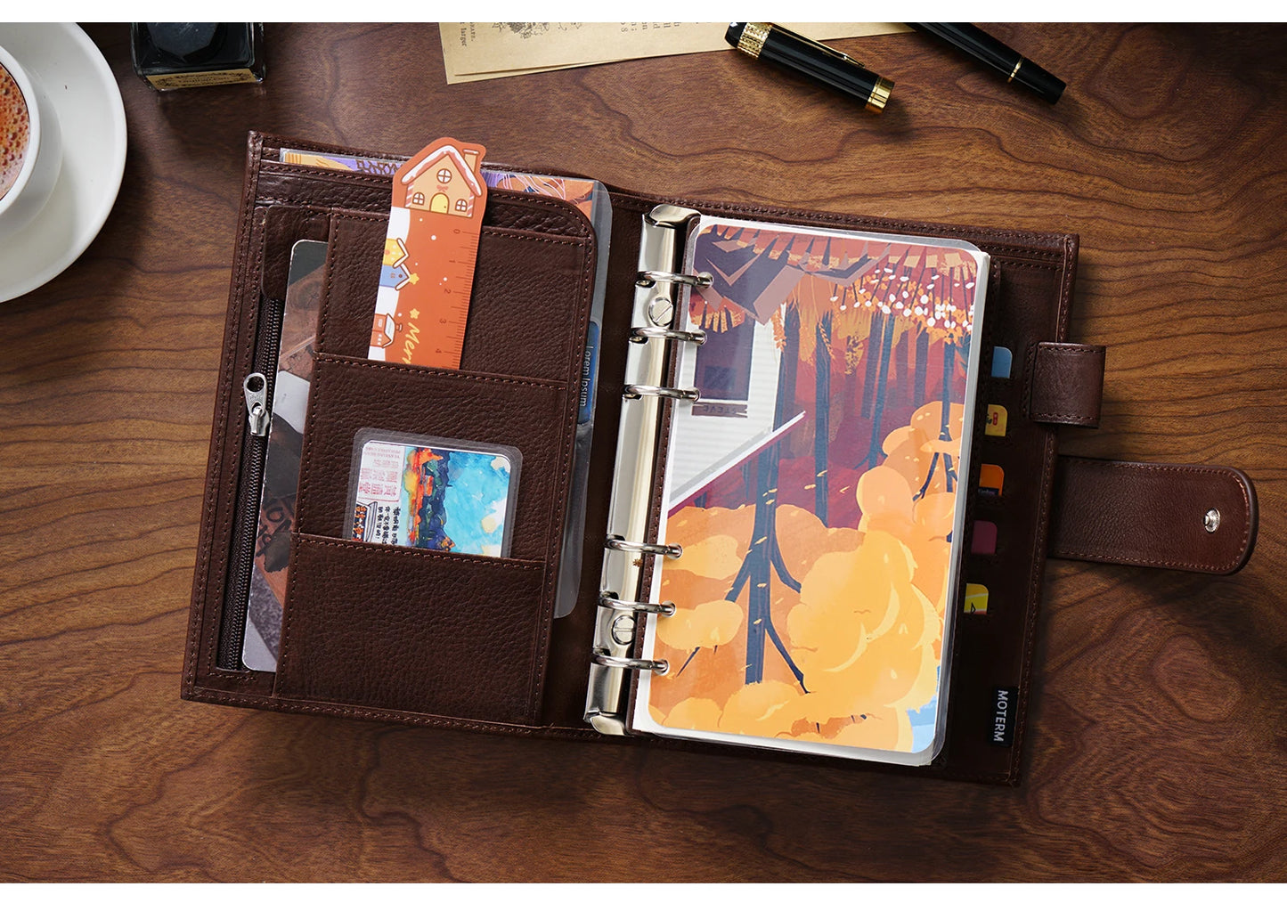 Full Grain Leather Planner with Rings – Personal Size Organizer