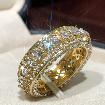 14K Gold Color Full Diamond Round Ring – Wedding & Engagement