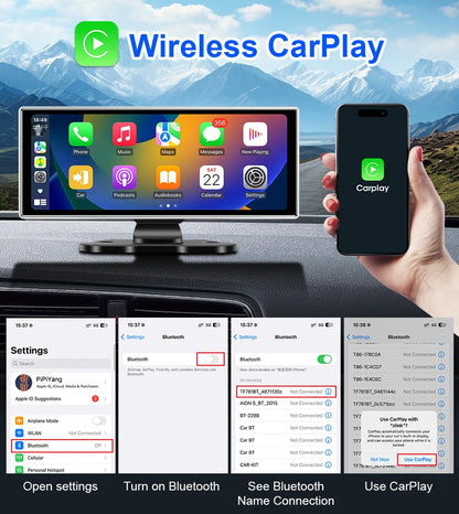 4K Dual Lens Car DVR Dash Cam with CarPlay, Android Auto, GPS, WiFi
