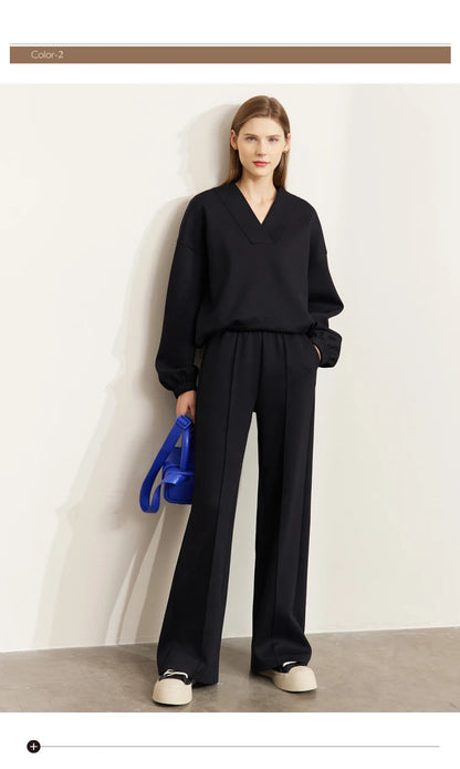 Women’s Loose Sweatshirt & Straight Leg Pants – Spring Casual Set