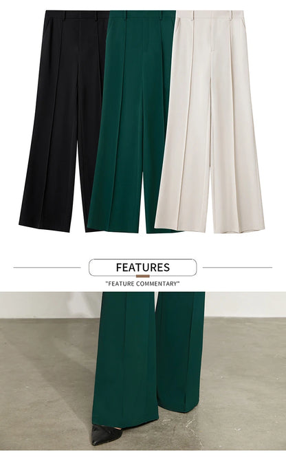 Women’s Wide Leg Chiffon Pants – High Waist Loose Office Trousers