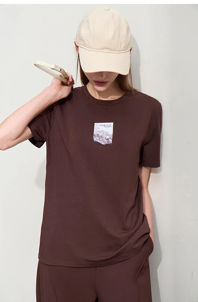 Women’s Casual Embroidered Cotton T-Shirt – Spring Short Sleeve Top