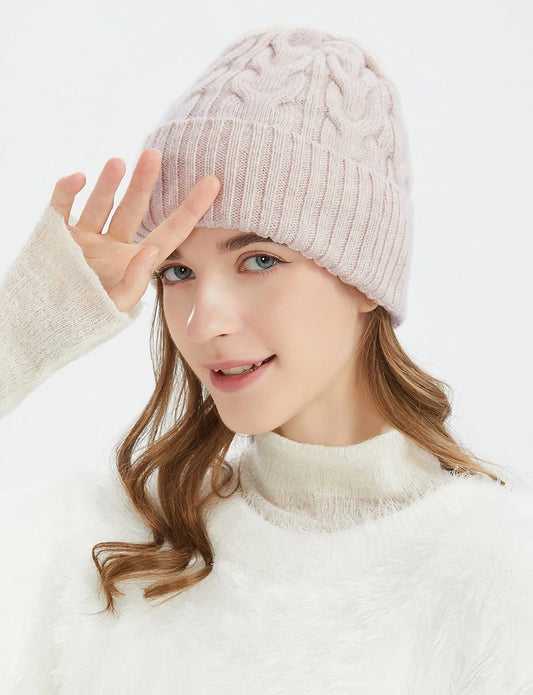 Thick Knitted Wool Beanie – Warm Solid Color Winter Hat