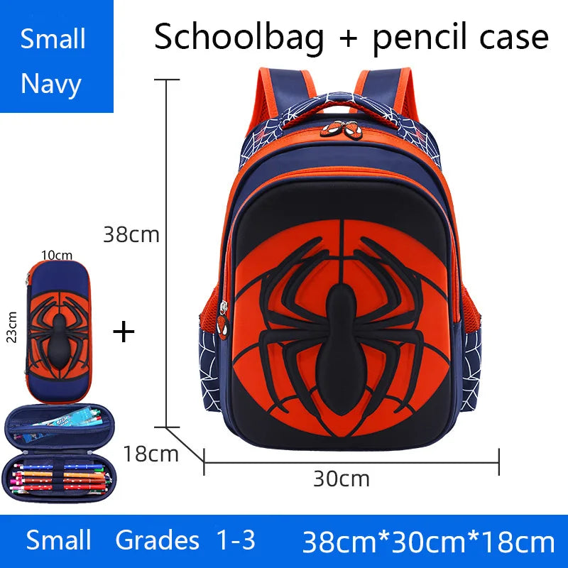 Cartmela Spider Backpack & Pencil Case Set | Waterproof Cartoon School Bag for Boys