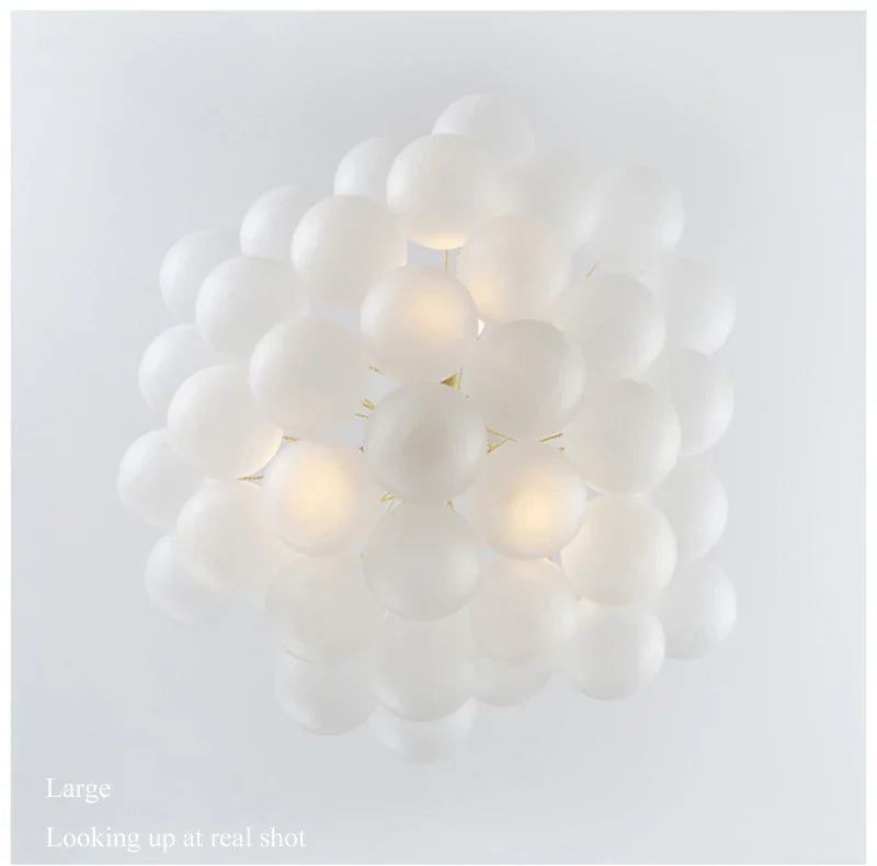 37-Glass Bubble Chandelier – Frosted Milky White Colorful Pendant