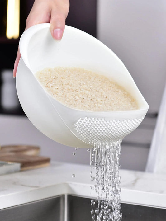 Multi-Use Rice Washing Colander Bowl with Handle – Kitchen Organizer