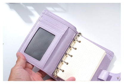 A8 / M5 Mini Rings Planner – Pebbled Grain Cowhide Leather Organizer