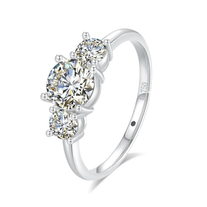 18K Gold Moissanite 3-Stone Ring for Women – Luxury Engagement