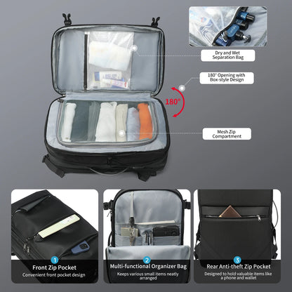 Men’s Business Travel Backpack – Waterproof, USB, Expandable Laptop Bag