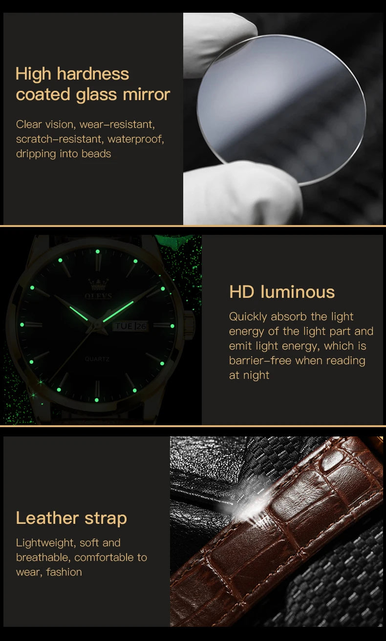 Classic Men's Quartz Watch – Waterproof Leather Strap Timepiece
