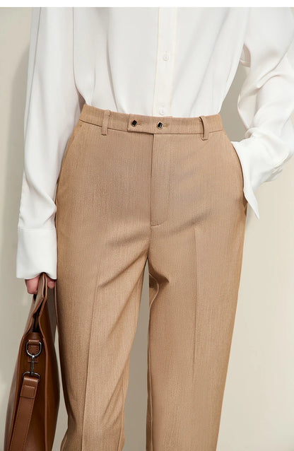 Women’s Straight Casual Pants – Summer Elastic Waist Office Wear