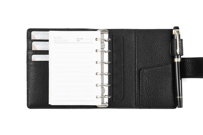 Elite Pocket A7 Rings Planner Cover – Pebbled Grain Leather, 25mm Rings