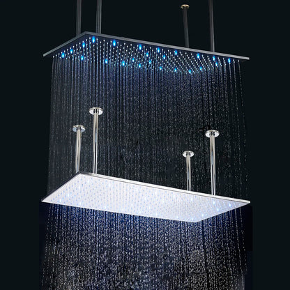 Black LED Rainfall Shower Head | Remote Control Ceiling Waterfall Tap