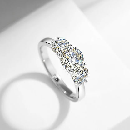 18K Gold Moissanite 3-Stone Ring for Women – Luxury Engagement