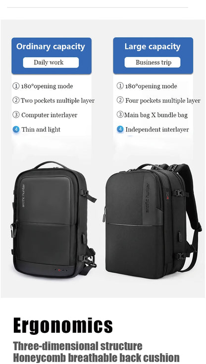 Waterproof 17.3" 2-in-1 Travel Laptop Backpack – 60L Large Capacity