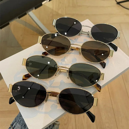 Vintage Oval Metal Sunglasses – Fashion UV Protection Eyewear