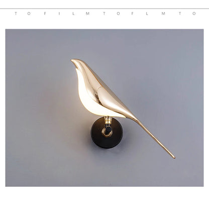 Magpie Bird LED Wall Lamp – 360° Rotating Bedside Light
