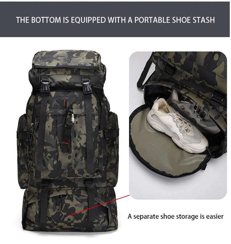 80L Large Capacity Waterproof Camouflage Outdoor Backpack