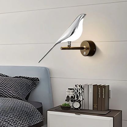 Magpie Bird LED Wall Lamp – 360° Rotating Bedside Light