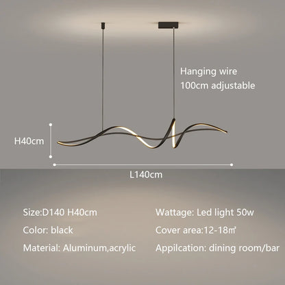 Modern Curved LED Pendant Light – Minimalist Dining Room Fixture