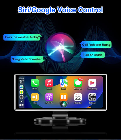 4K Dual Lens Car DVR Dash Cam with CarPlay, Android Auto, GPS, WiFi