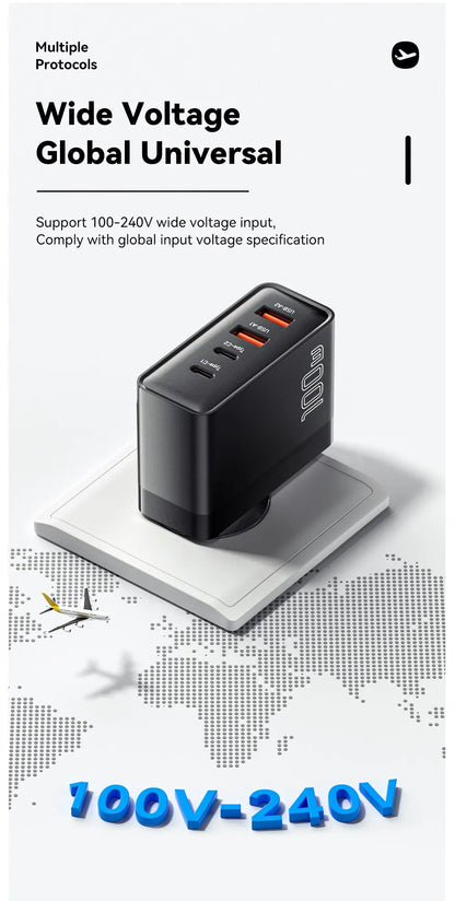 100W GaN USB-C Charger – PD & QC Fast Charging Adapter