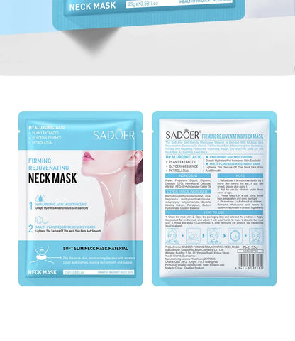 SADOER Hyaluronic Acid Neck Mask – Collagen Firming Care, 10pcs