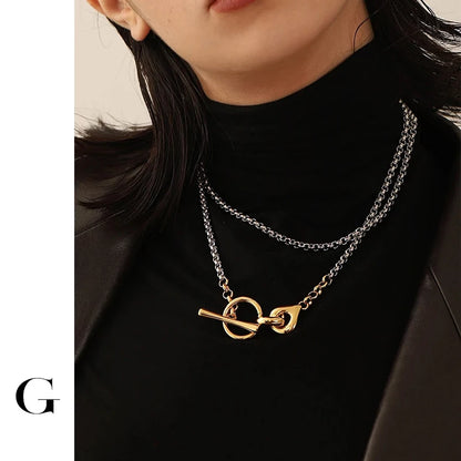 Statement Long Mixed Metal Necklace – OT Clasp Street Style Jewelry