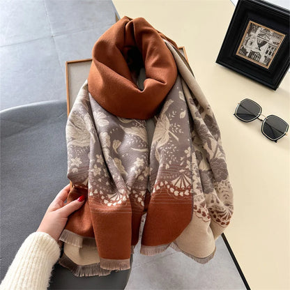 2024 Floral Cashmere Scarf – Warm Winter Pashmina Shawl Wrap