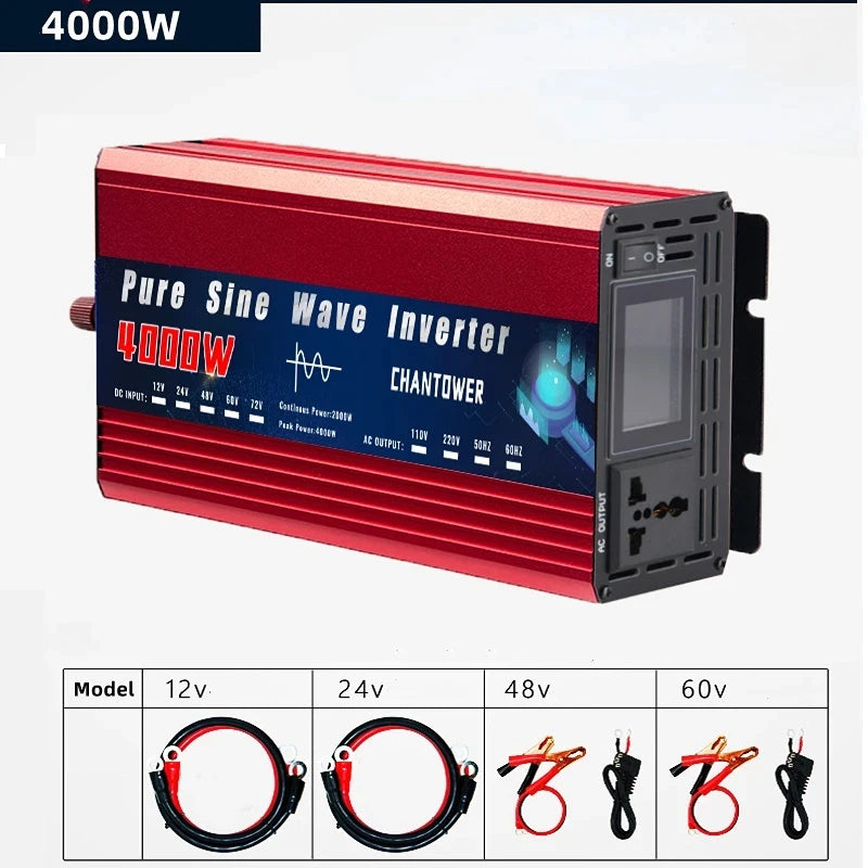 Pure Sine Wave Inverter DC to AC – 12V/24V to 110V/220V 2000–5000W