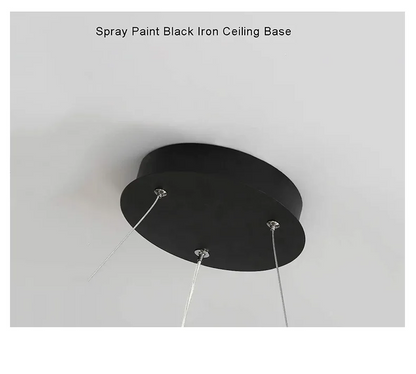 Modern Round LED Pendant Light – Black/White Minimalist Chandelier
