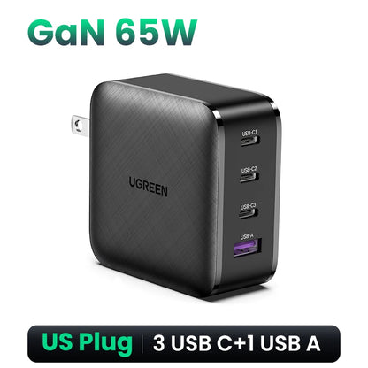 65W GaN USB-C Charger – Quick Charge 4.0 PD Fast Charger for Phones & Laptops