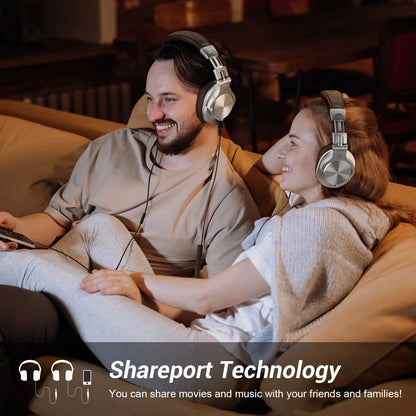 Wired & Wireless Bluetooth 5.2 Over-Ear Headphones with Mic