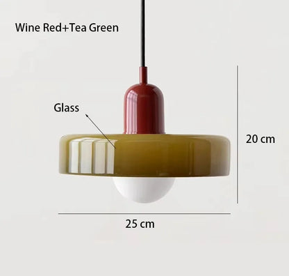 Nordic Retro Glass Pendant Lamp – E27 LED Indoor Chandelier
