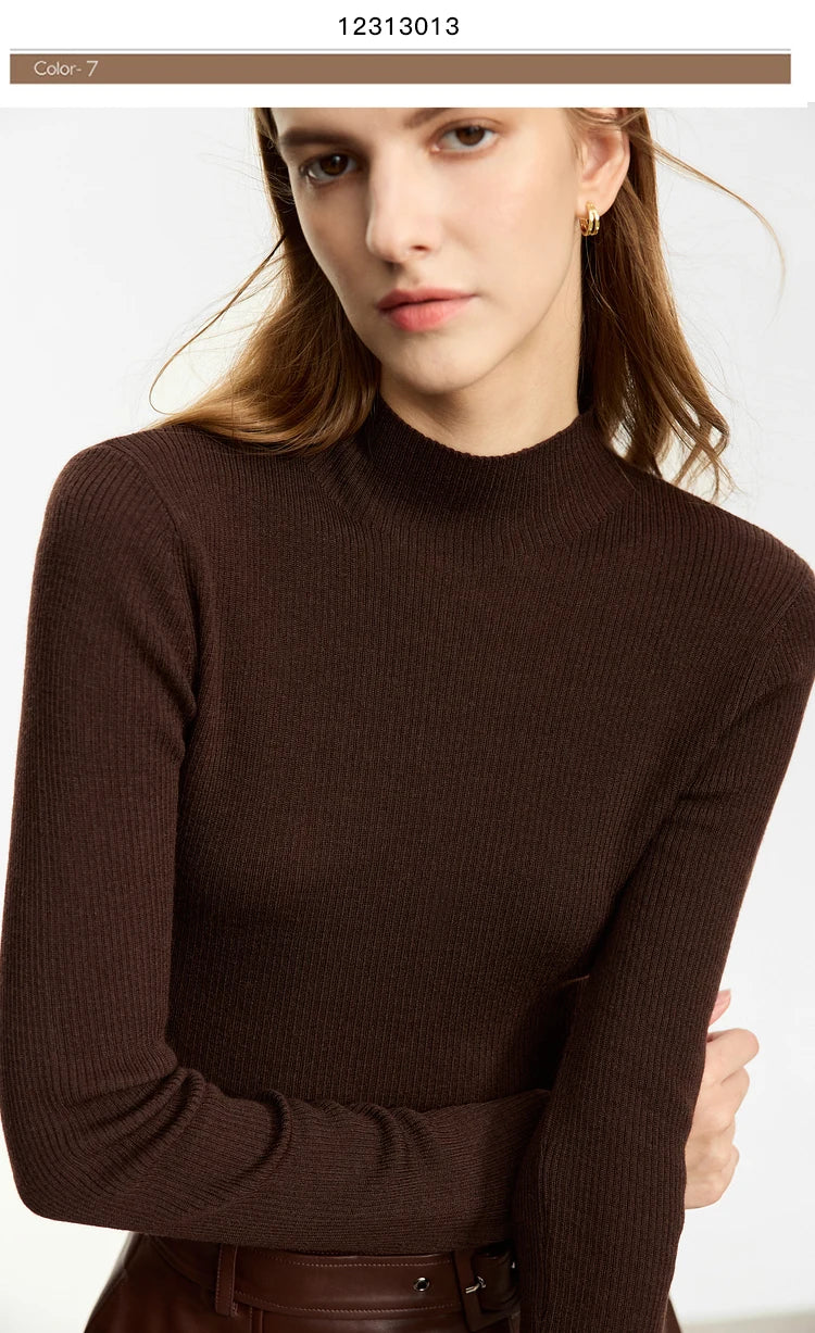 Women’s Slim Fit Turtleneck Sweater – Warm High Elastic Pullover