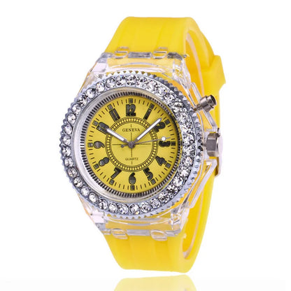 LED Flash Luminous Watch 7-Color Light Unisex Jelly Wristwatch