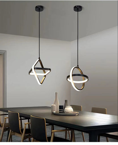 Modern Black LED Pendant Light – Dining & Bedroom Chandelier Lamp