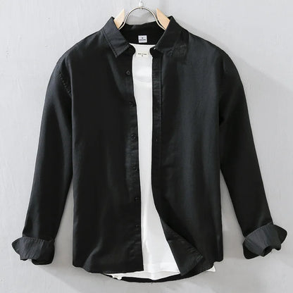 Men’s Classic Linen Cotton Shirt – Long Sleeve Casual Button-Up