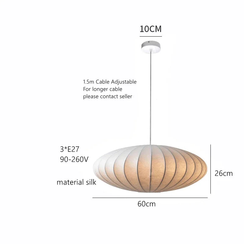 Handmade Silk Pendant Chandelier – Wabi-Sabi Lighting