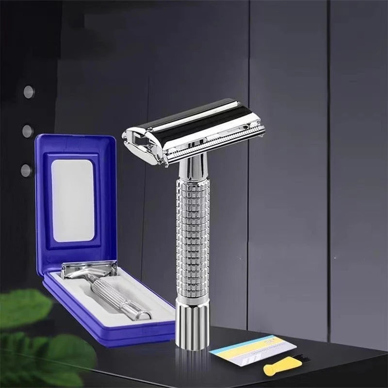 Men’s Straight Shaving Razor – Folding Blade Barber Tool with 10 Blades