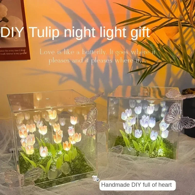 DIY Tulip Mirror Cube Lamp | Handmade Night Light Gift