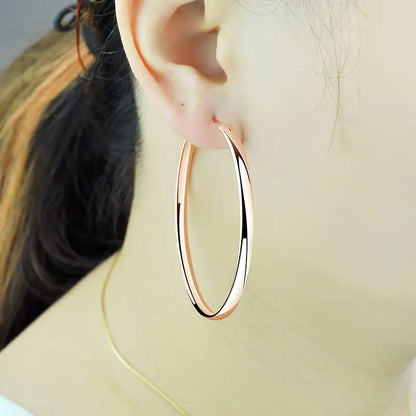 18K Gold Plated Hoop Earrings – 925 Silver, 3–7cm Size Options