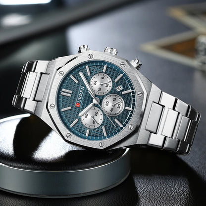Casual Stainless Steel Quartz Watch – Waterproof Men’s Chronograph